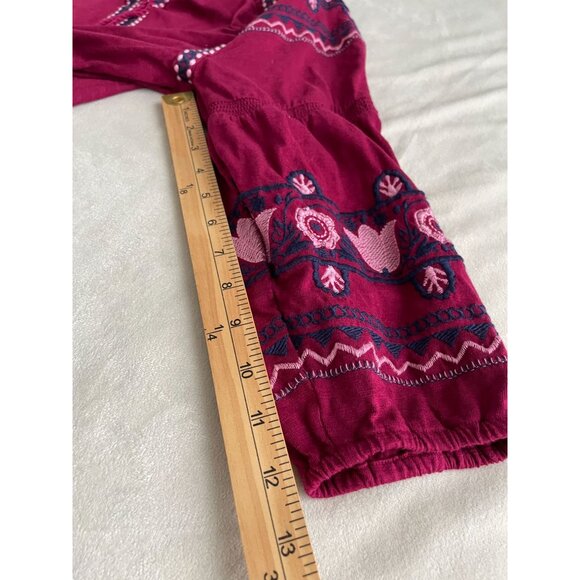 New Directions Boho Embroidered Peasant Blouse Tassel Tie Bohemian Hippie Large - Picture 5 of 11